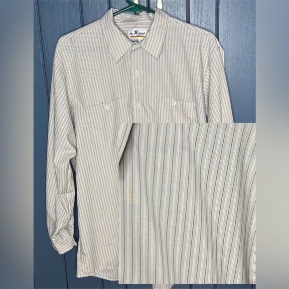 Vintage Other - Vintage Mens Rivco Striped Button Down Shirt Large Casual Preppy Softboy